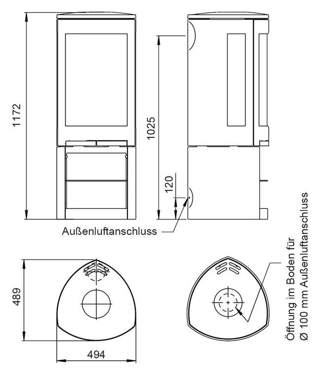 Kaminofen Gussofen Jotul F 377 V2 Advance - 6,5 kW - schwarz lackiert (BP) - Specksteinseiten und Deckplatte