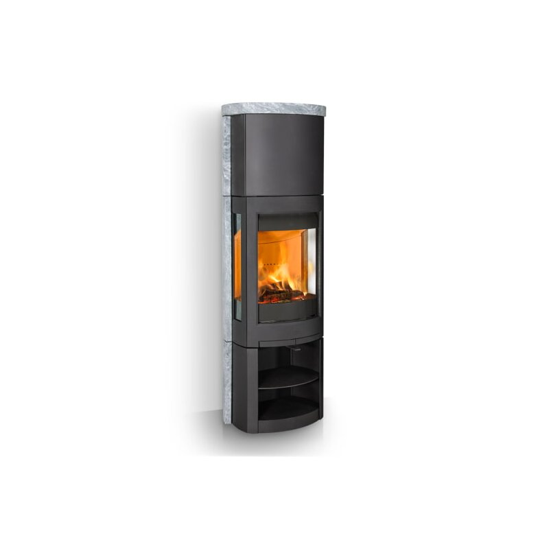 Kaminofen Gussofen Jotul F 377 V2 Advance Hightop - 6 kW - Schwarz - Specksteinseiten und Deckplatte