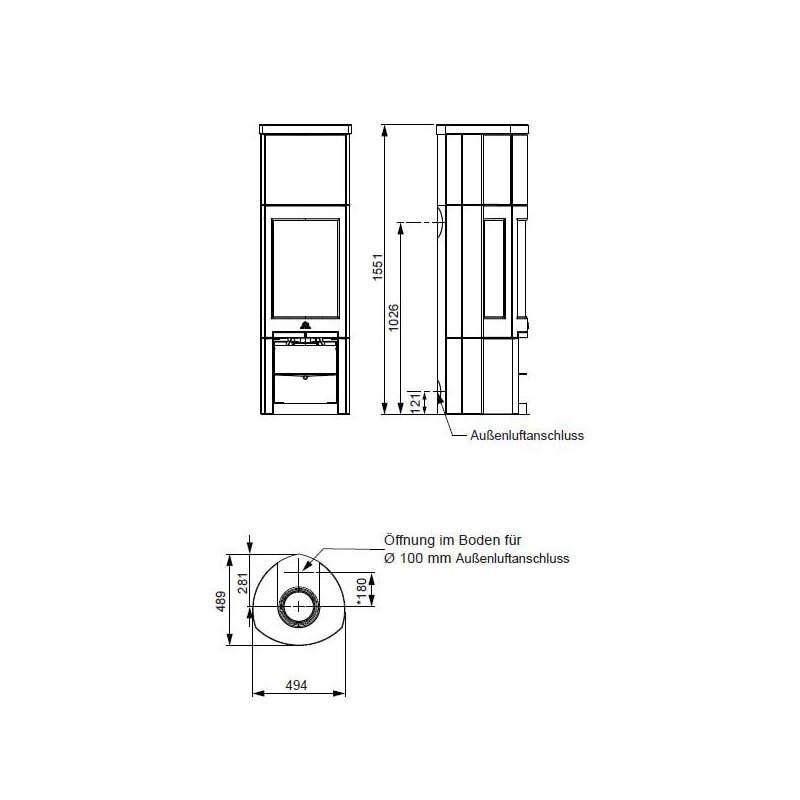 Kaminofen Gussofen Jotul F 377 V2 Advance Hightop - 6,5 kW - Schwarz - Specksteinseiten und Deckplatte