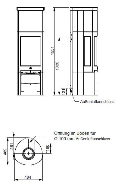 Kaminofen Gussofen Jotul F 377 V2 Advance Hightop - 6,5 kW - Schwarz - Specksteinseiten und Deckplatte