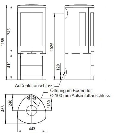 Kaminofen Gussofen Jotul F 378 V2 Advance - 6 kW - schwarz lackiert (BP)