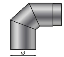 Rauchrohrbogen 90° Ø200 x 2 mm, Farbe schwarz