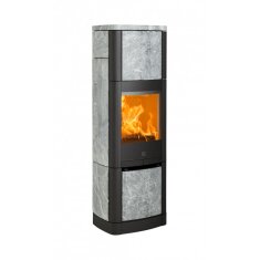 Kaminofen SCAN 65-7 mit Hightop und Specksteinverkleidung - 6 kW - Schwarz - Obenanschluss