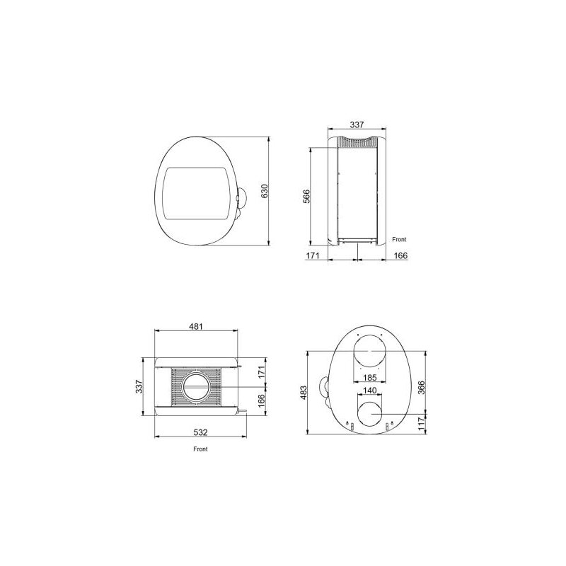 Kaminofen SCAN 66-1 Wall - Wandmodell inkl. Beschlag - 5 kW - Schwarz