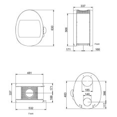 Kaminofen SCAN 66-1 Wall - Wandmodell inkl. Beschlag - 5,2 kW - Schwarz
