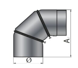 Rauchrohrbogen verstellbar 0-90° Ø200 x 2 mm, Farbe schwarz
