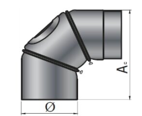 Rauchrohrbogen verstellbar 0-90° Ø200 x 2 mm, Farbe schwarz
