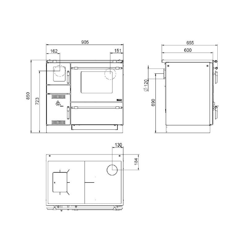 Wamsler Küchenherd K 139 F - Herdfarbe weiß, Anschluss links, Glaskeramik - 8 kW - LAGERND