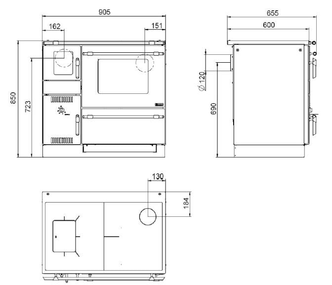 Wamsler Küchenherd K 139 F - Herdfarbe weiß, Anschluss links, Glaskeramik - 8 kW - LAGERND