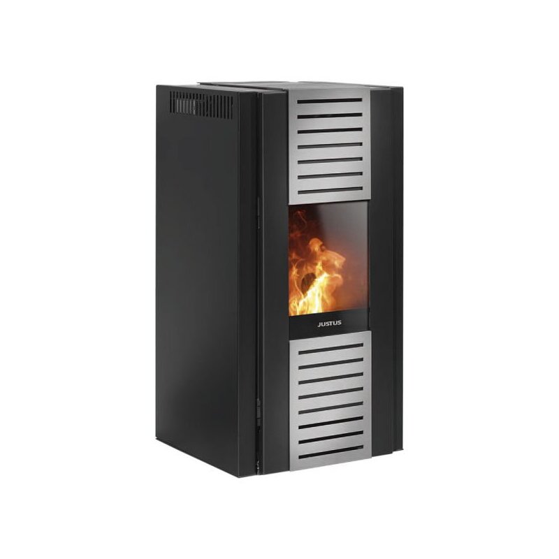 Eckiger Pelletofen Justus Sirkos Aqua Stahl Schwarz - 9,2 kW