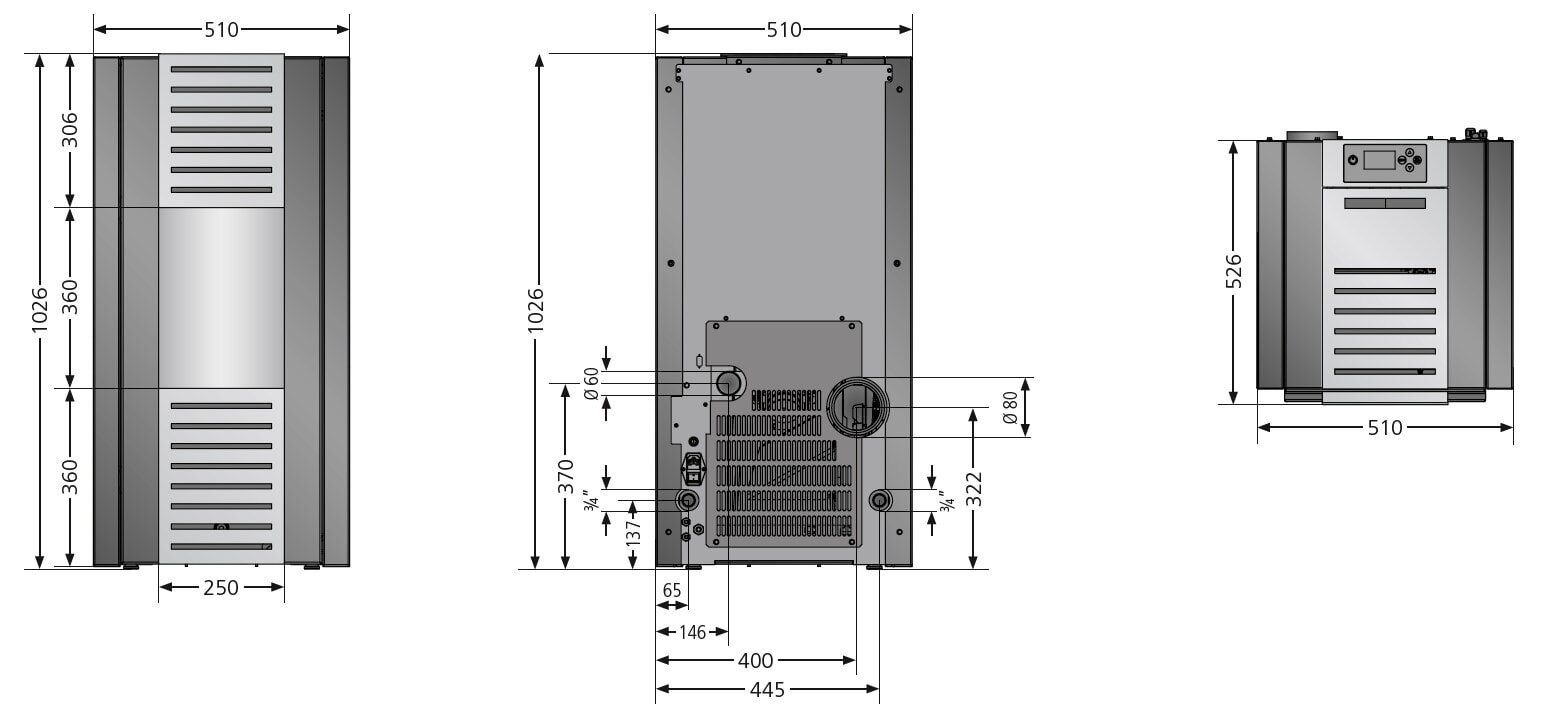 Pelletofen wasserführend Justus Sirkos Aqua 2.0 - 9,4 kW