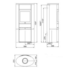 Kaminofen SCAN 68-15 mit Specksteinseiten und Deckplatte, Griffe und Leisten in schwarz - 5,5 kW