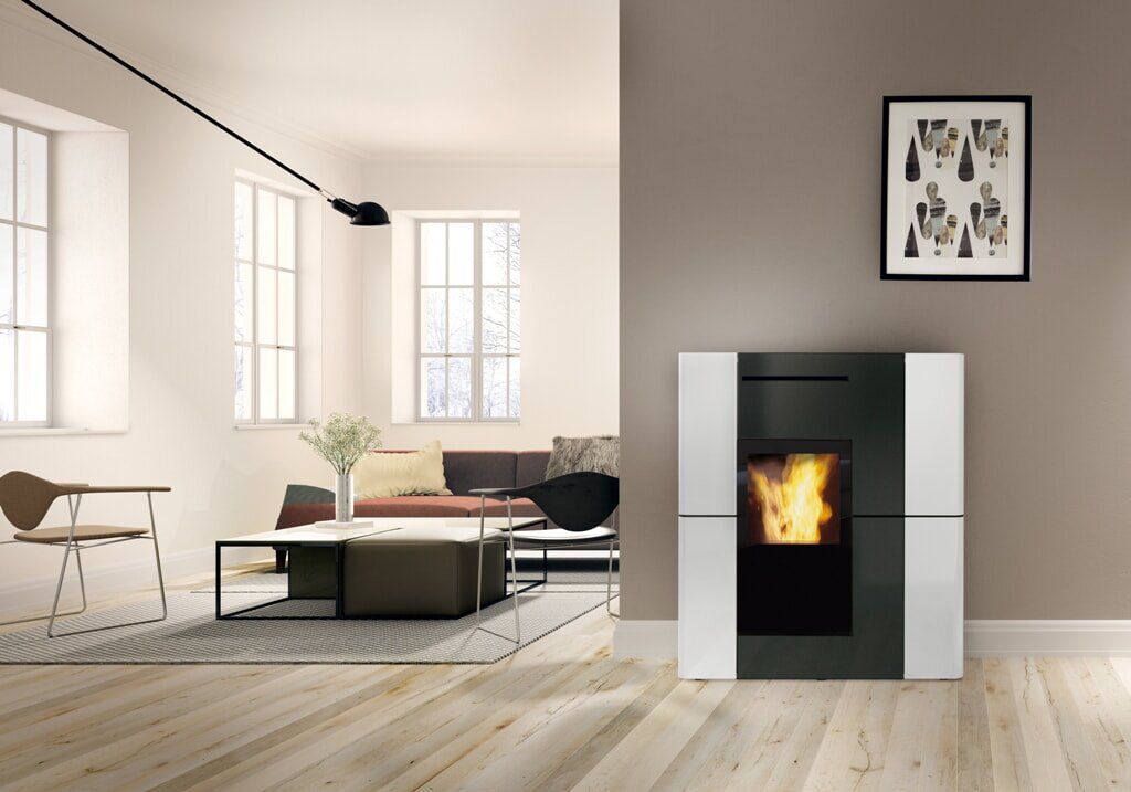 Pelletofen wasserführend Edilkamin BLADE2 H 22 UP - Keramik - 22,8 kW