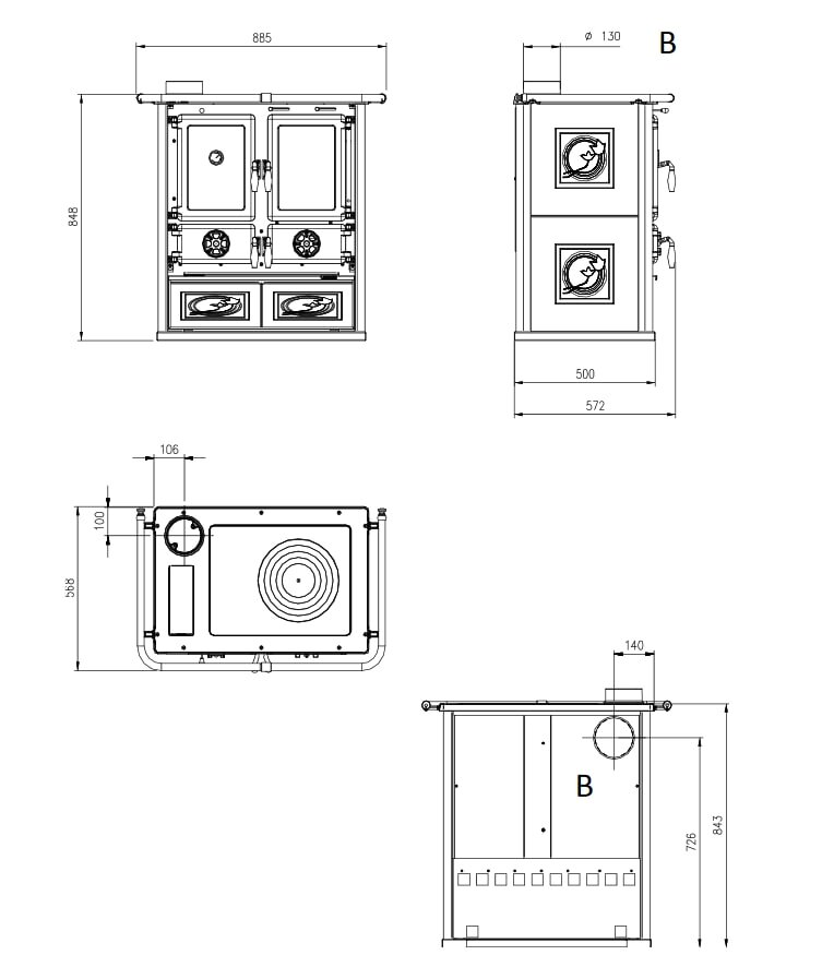 Küchenherd La Nordica Rosetta Sinistra BII - 7,2 kW - Liberty Panna