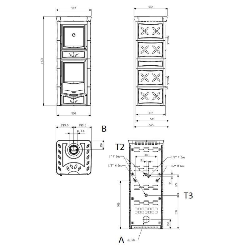 Kaminofen wassergeführt La Nordica TermoRossella Plus Forno DSA 4.0 - 11,1 kW