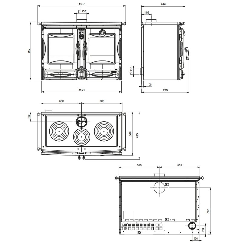 Küchenherd La Nordica Prestige Line - Alaska - 12 kW - Schwarz verglast