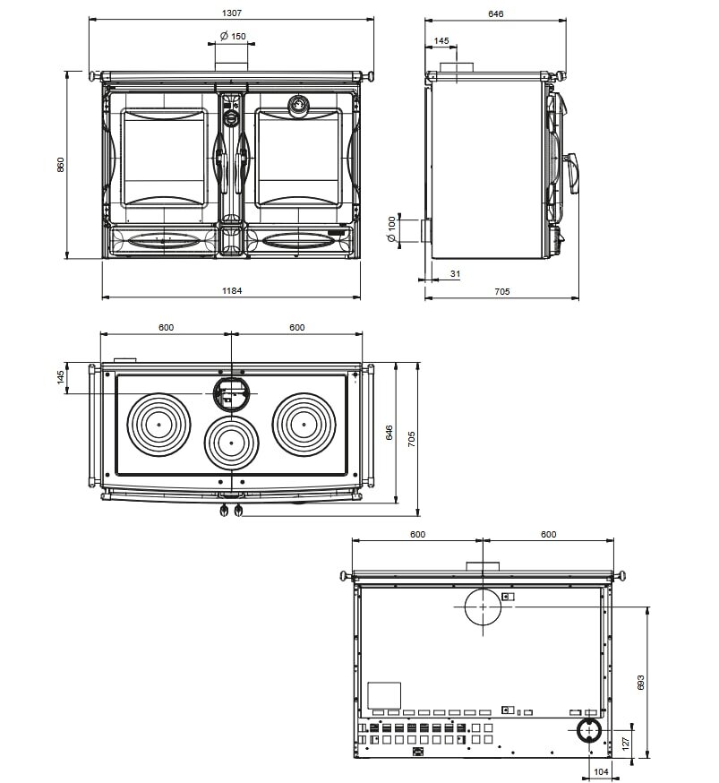 Küchenherd La Nordica Prestige Line - Alaska - 12 kW - Schwarz verglast