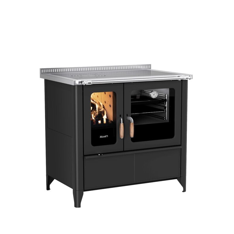 Holzherd Rizzoli - N94 Steel - Schwarz lackiert - 8,0 kW