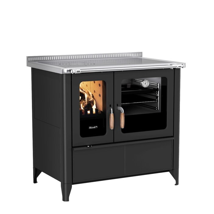 Holzherd Rizzoli - N94 Steel - Schwarz lackiert - 8 kW