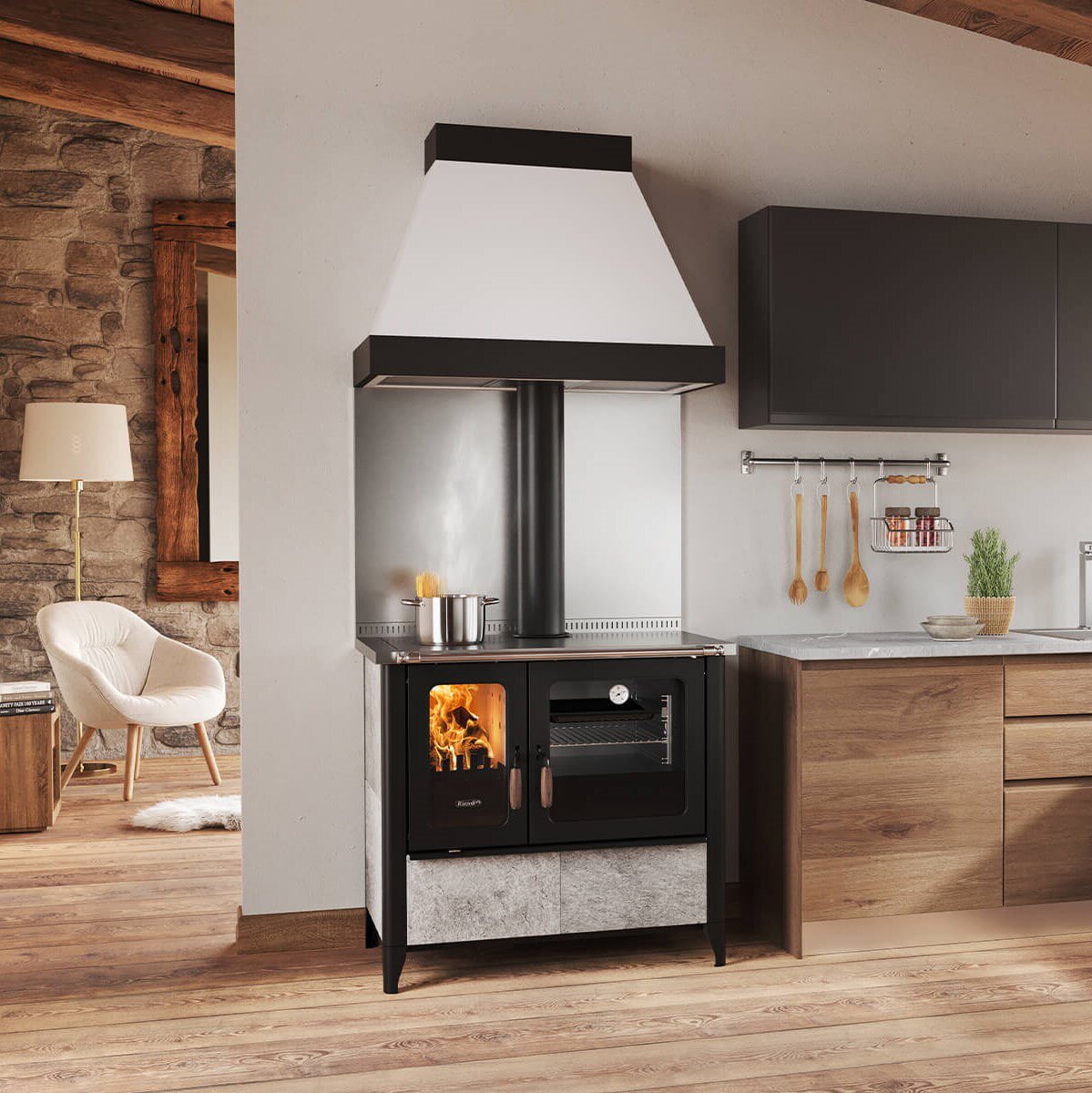 Holzherd Rizzoli - N94 Stone - Naturstein - 8 kW