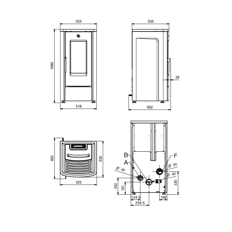 Pelletofen La Nordica Extraflame Dahiana Plus VFS (kanalisierbar) - 10 kW