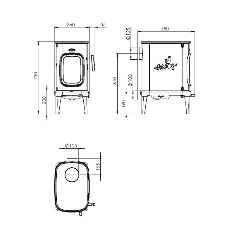 Kaminofen Gussofen Dovre Saga 101 - 7 kW - Schwarz