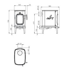 Kaminofen Gussofen Dovre Saga 101 - 7 kW - Schwarz