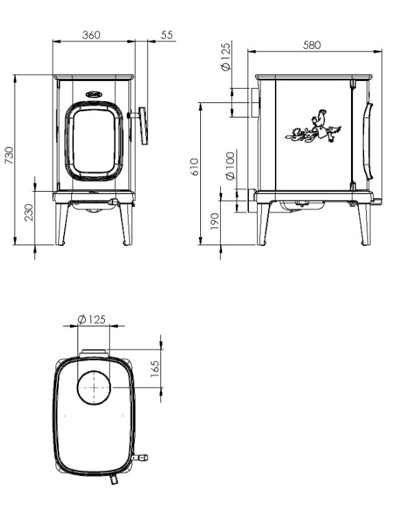 Kaminofen Gussofen Dovre Saga 101 - 7 kW - Schwarz