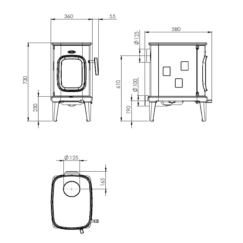 Kaminofen Gussofen Dovre Saga 107 - 7 kW - Schwarz