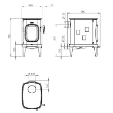 Kaminofen Gussofen Dovre Saga 107 - 7 kW - Schwarz