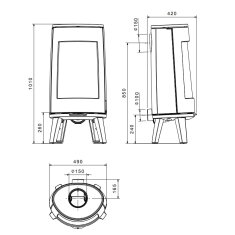 Kaminofen Gussofen Dovre Bold 300 - 7 kW - Schwarz lackiert