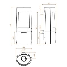 Kaminofen Gussofen Dovre Bold 400 - 7 kW - Schwarz lackiert - Bauart 1