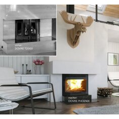 Kamineinsatz Guss Dovre Ph&ouml;nix 1 f&uuml;r T2000 - 9 kW - Schwarz lackiert