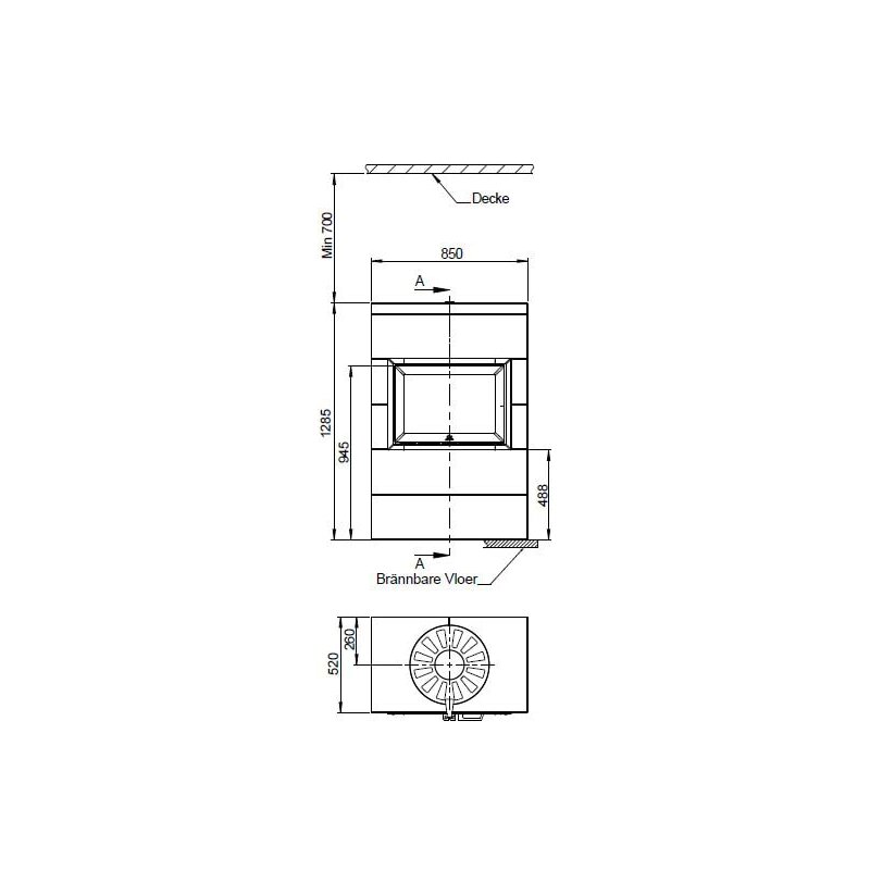 Kaminbausatz Jotul FS 175 mit Jotul I 520 F - 7,5 kW