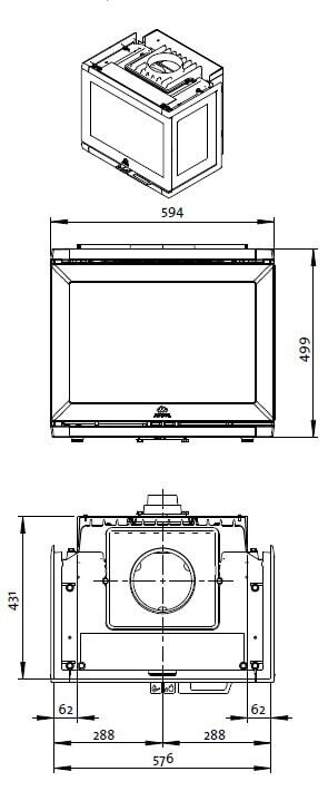 Kamineinsatz Guss Jotul I 520 FRL - 7 kW - schwarz lackiert (BP) - Glas vorne, rechts und links