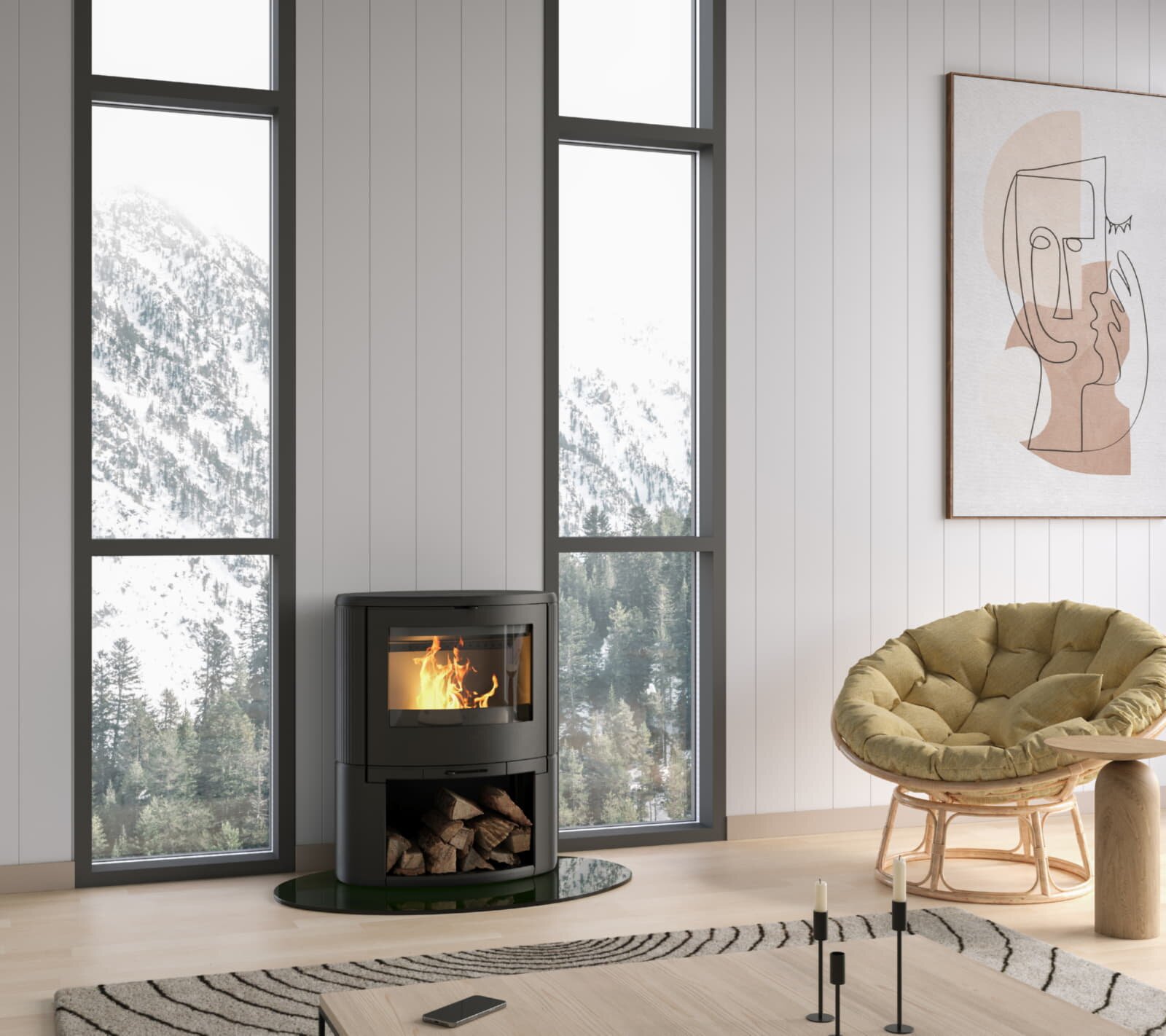 Kaminofen Gussofen Dovre BOW WB - 9 kW - Schwarz