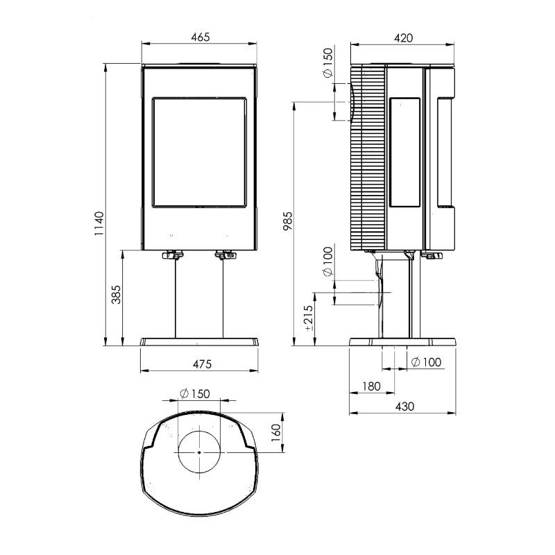 Kaminofen Gussofen Dovre Astro 4 - 8 kW - Schwarz lackiert