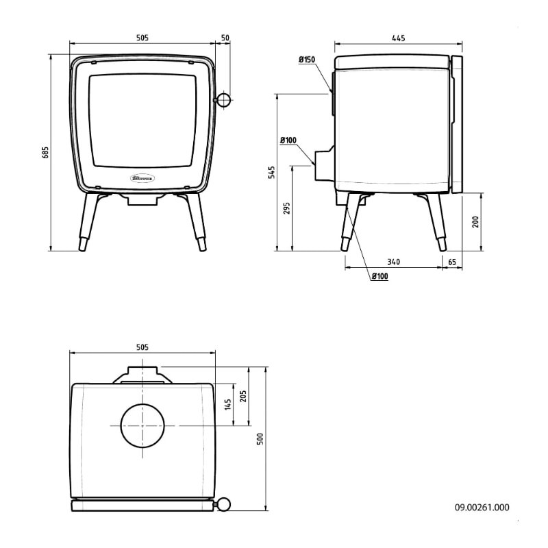 Kaminofen Gussofen Dovre Vintage35 - 7 kW - Schwarz - Bauart 1