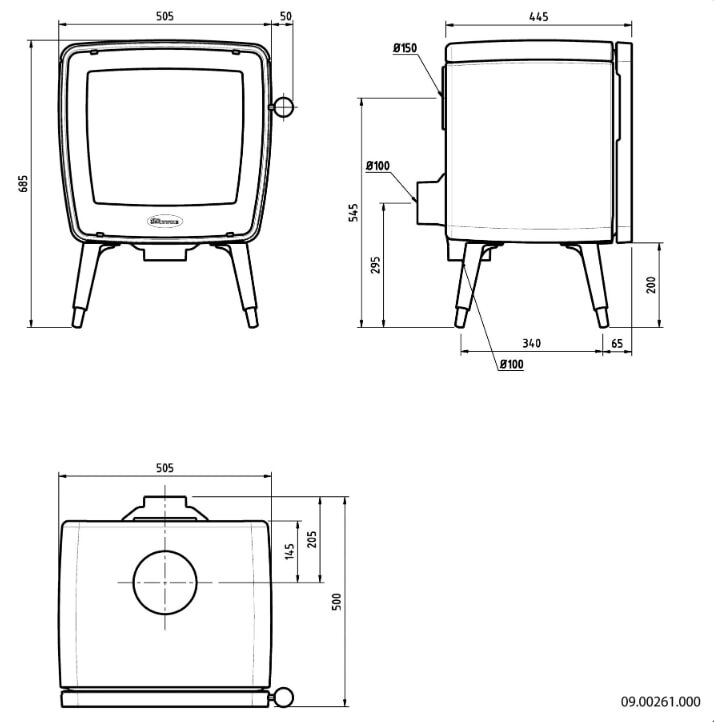 Kaminofen Gussofen Dovre Vintage35 - 7 kW - Schwarz - Bauart 1