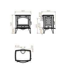 Kaminofen Gussofen Dovre 640WD - 10 kW - Schwarz