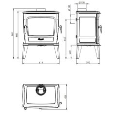 Kaminofen Gussofen Dovre Tai45WD - 9 kW - Schwarz - Bauart 1
