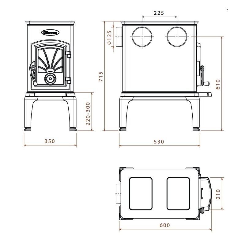 Kaminofen Gussofen Dovre 40 CBS - 6 kW - Schwarz