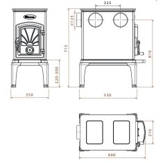 Kaminofen Gussofen Dovre 40 CBS - 6 kW - Schwarz