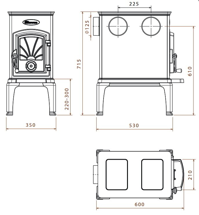 Kaminofen Gussofen Dovre 40 CBS - 6 kW - Schwarz