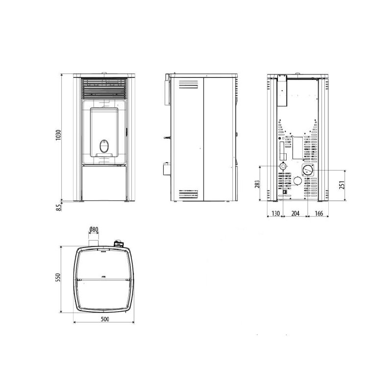 Pelletofen MCZ EGO Air 8 R (Anschluss hinten) M3 - Maestro+ - 8 kW