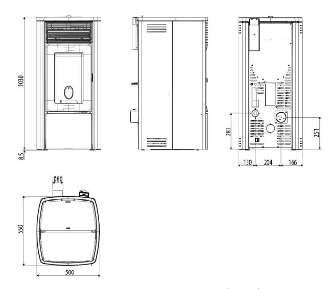 Pelletofen MCZ EGO Air 8 R (Anschluss hinten) M3 - Maestro+ - 8 kW