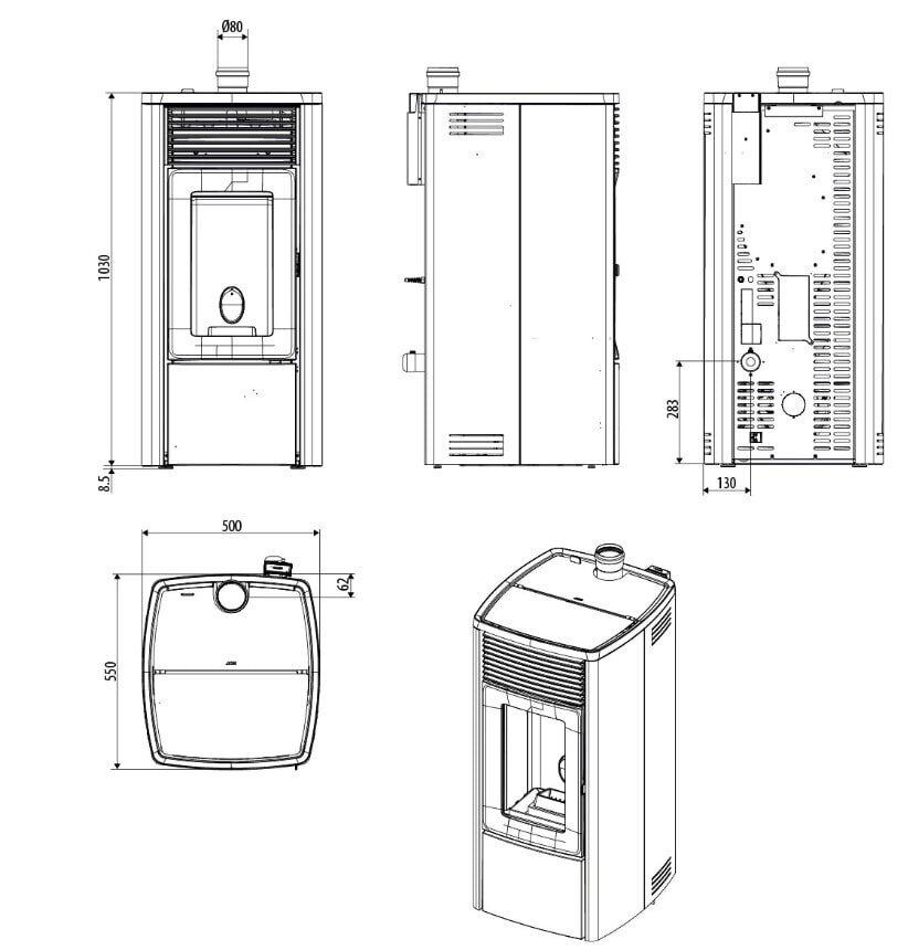 Pelletofen MCZ EGO Air 8 UP M3 (Anschluss oben) - Maestro+ - 8 kW