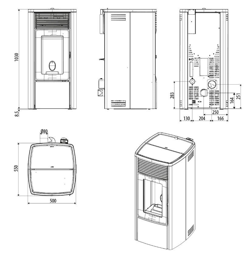 Pelletofen MCZ EGO Comfort Air 10 R M3 (Anschluss hinten) kanalisierbar - Maestro+ - 10 kW