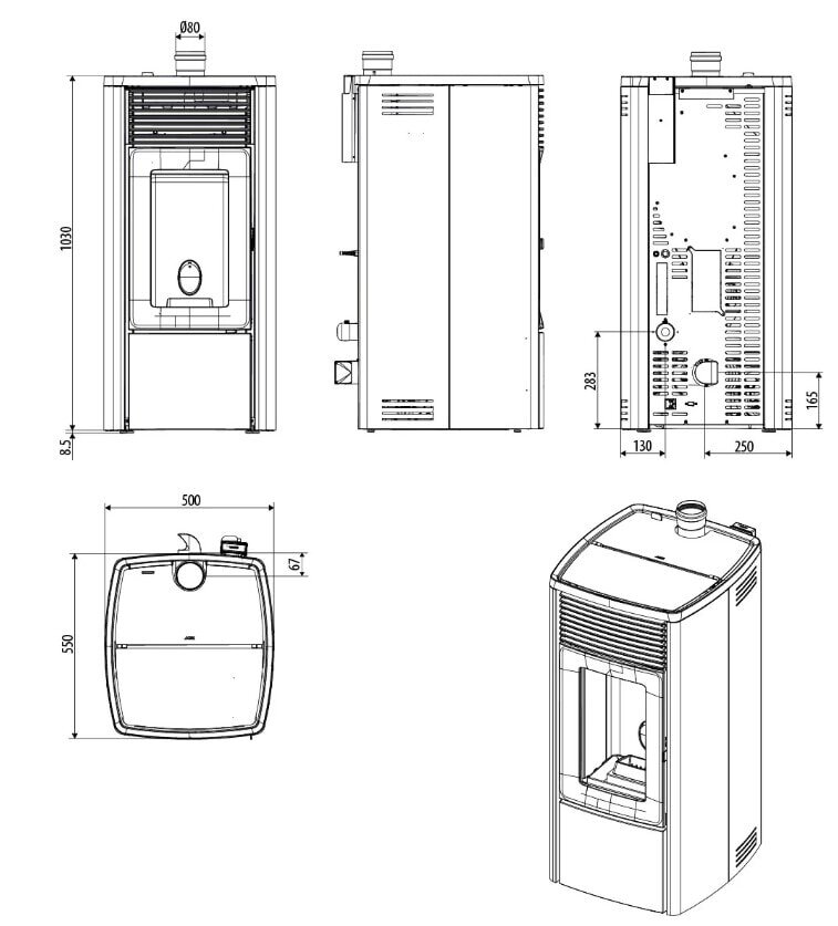 Pelletofen MCZ EGO Comfort Air 10 UP M3 (Anschluss oben) kanalisierbar - Maestro+ - 10 kW