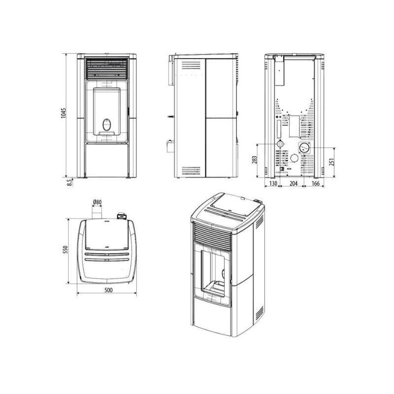 Pelletofen MCZ STAR Air 8 R M3 (Anschluss hinten) - Maestro+ - 8 kW
